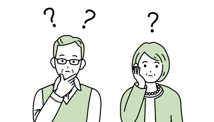 疑問に思うお年寄りのイラスト