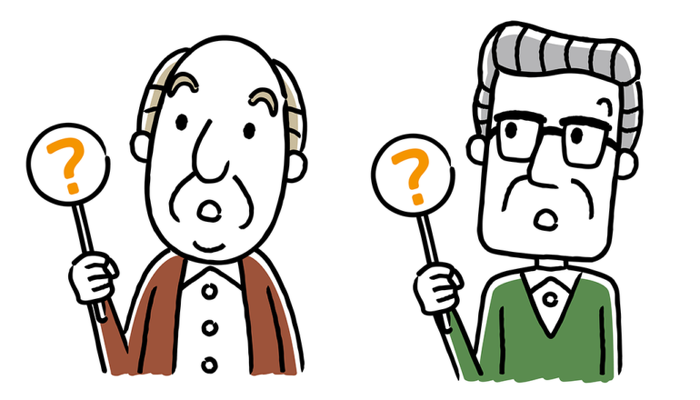 クイズに回答するお年寄りのイラスト