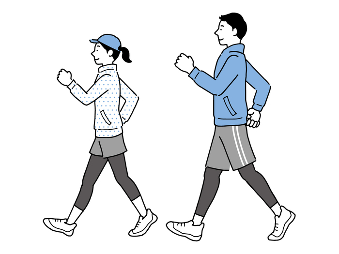 ウォーキングする男女のイラスト
